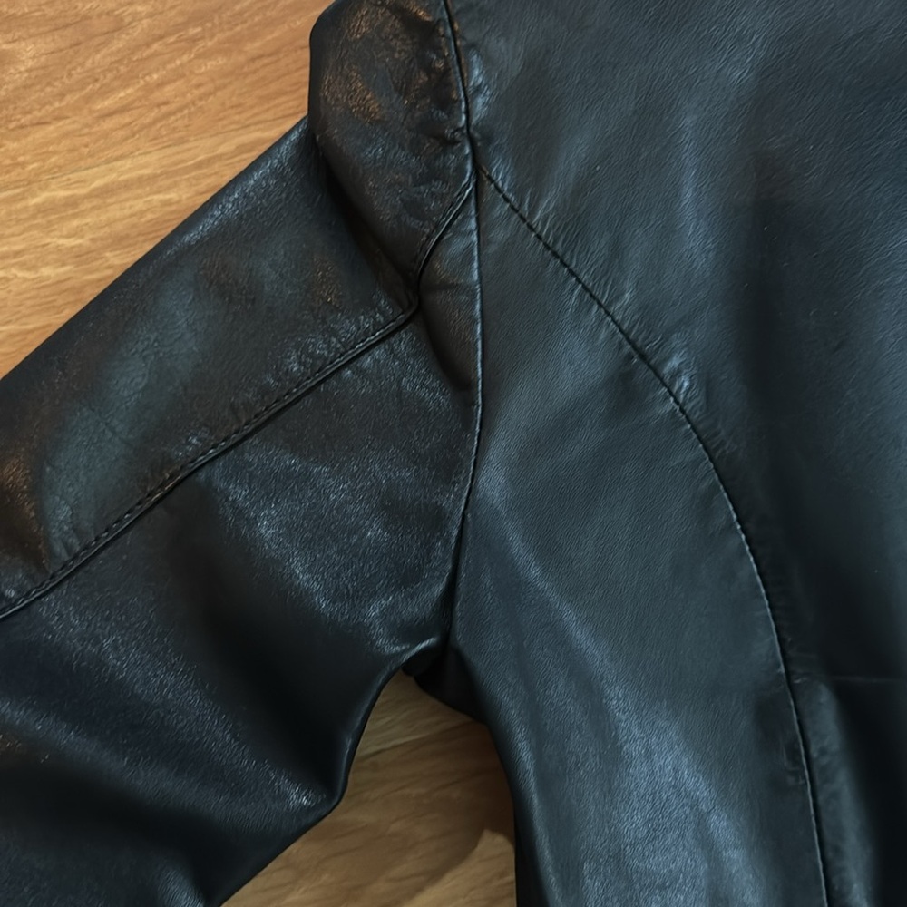 Black Leather 80’s Nordstrom Brass Plum Grunge Moto Jacket ☠️🖤 SZ small - Picture 14 of 14